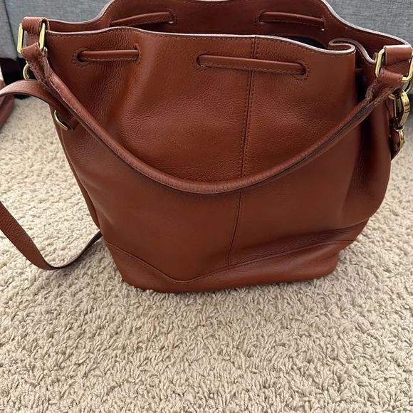 Madewell Brown Leather Bucket Bag - Picture 3 of 5